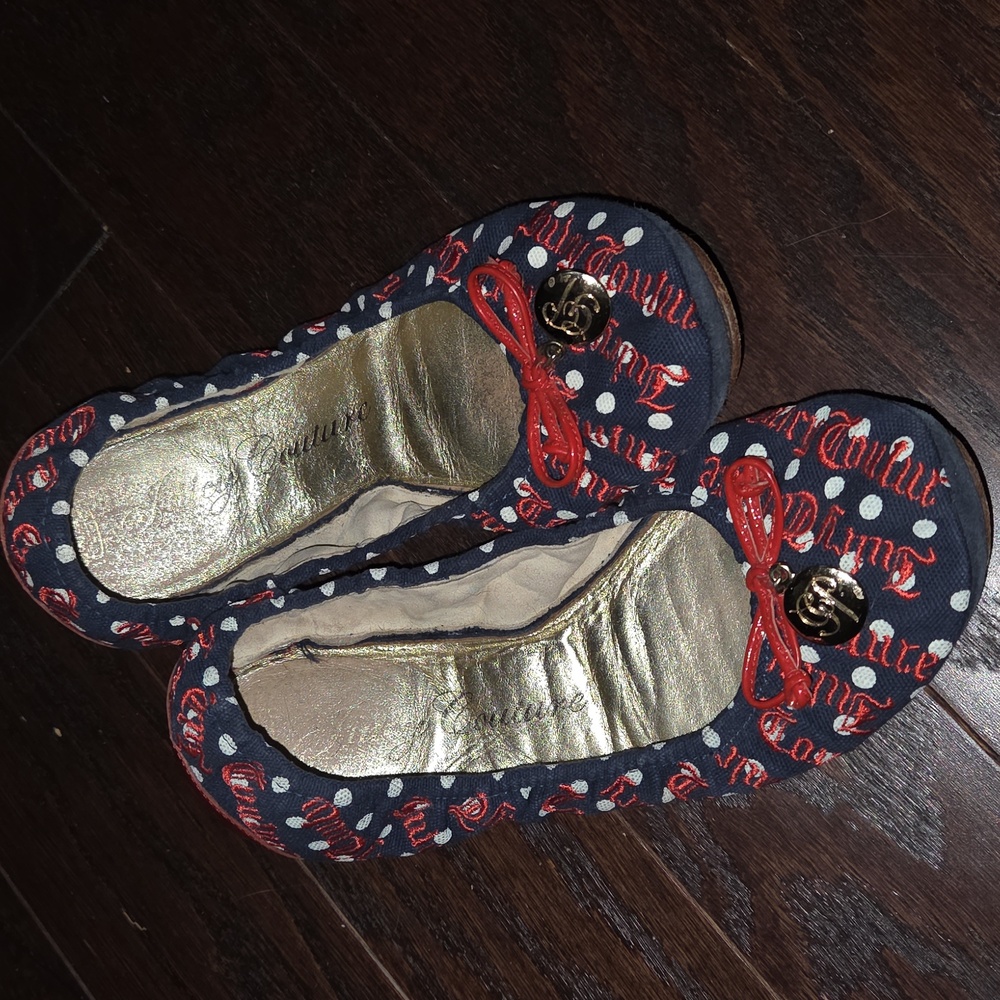 Juicy Couture Red White Blue Patriotic Americana Ballet Flats